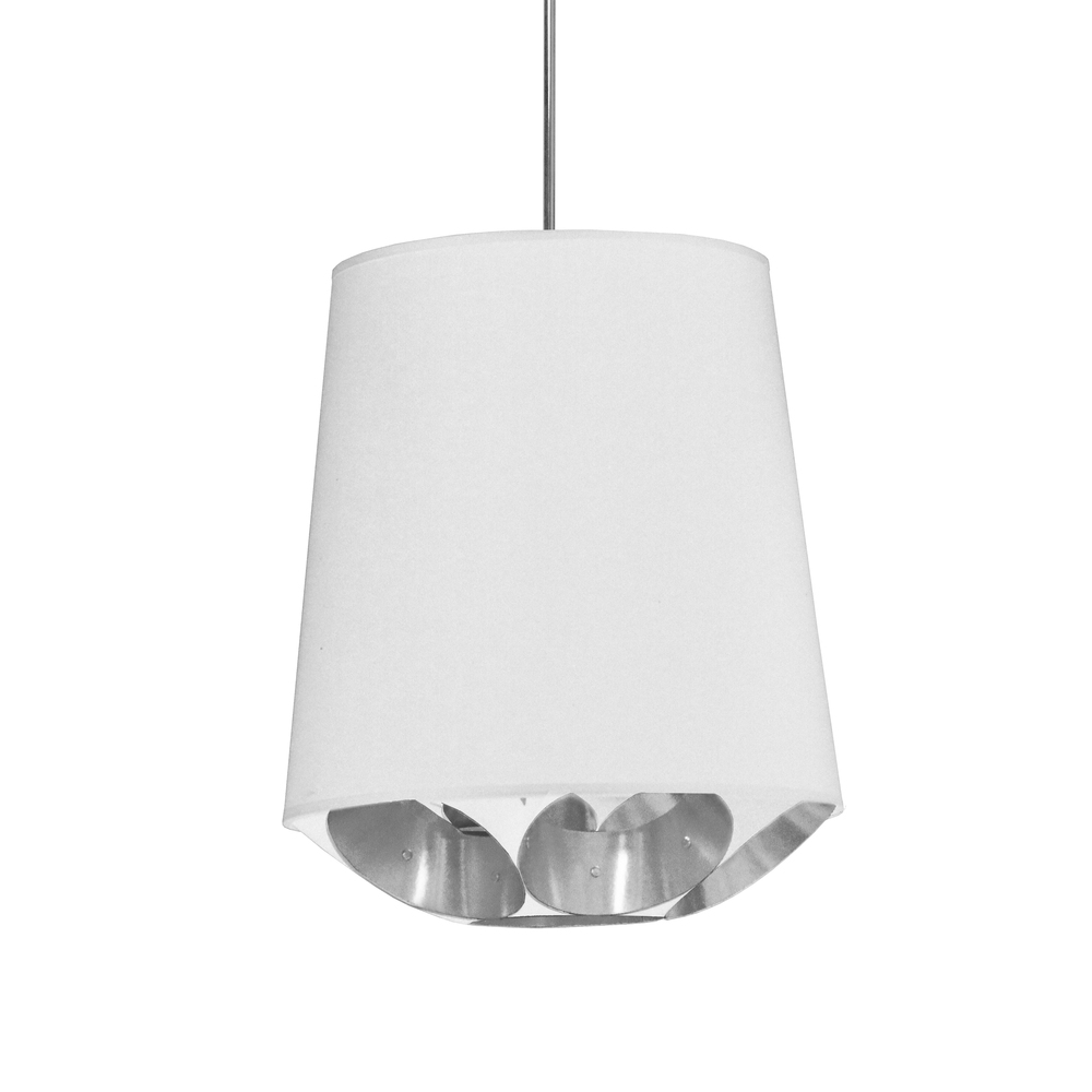 1LT Hadleigh Pendant Wht/Sv Small Polished Chrome