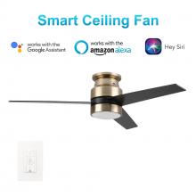 Carro USA VWGS-523B-L11-G2-1 - Raiden 52-inch Indoor Smart Ceiling Fan with LED Light Kit and Wall Control, Works with Google Assis