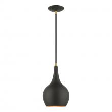 Livex Lighting 49016-04 - 1 Light Black with Antique Brass Accents Mini Pendant