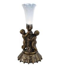 Meyda Green 12989 - 12" High White Pond Lily Twin Cherub Mini Lamp