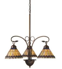 Meyda Green 16094 - 24"W Tiffany Jeweled Peacock 3 LT Chandelier