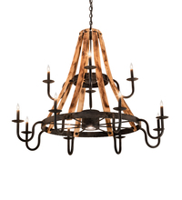 Meyda Green 213961 - 54" Wide Barrel Stave Madera 12 Light Chandelier