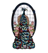 Meyda Green 67135 - 20"W X 38"H Peacock Profile Stained Glass Window