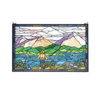 Meyda Green 73649 - 30"W X 19"H Fly Fishing Stained Glass Window