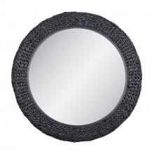 Varaluz 457MI40MBB - Athena 40-in Round Wall Mirror - Matte Black/Black Seagrass