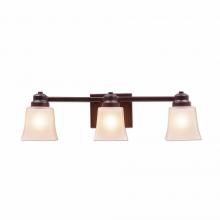 Avalanche Ranch Lighting A36301TS-28 - Woodland Triple Bath Vanity Light - Rustic Plain - Tea Stain Glass Bowl