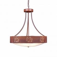 Avalanche Ranch Lighting A41906FC-HR-02 - Ridgemont Chandelier Small - Bowl Bottom - Maple Cutout - Frosted Glass Bowl - Rust Patina Finish