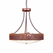Avalanche Ranch Lighting A41945FC-HR-02 - Ridgemont Chandelier Small - Bowl Bottom - Mountain-Pine Tree Cutouts - Frosted Glass Bowl