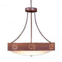 Avalanche Ranch Lighting A42106FC-HR-02 - Ridgemont Chandelier Medium - Bowl Bottom - Maple Cutout - Frosted Glass Bowl - Rust Patina Finish