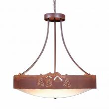 Avalanche Ranch Lighting A42145FC-HR-02 - Ridgemont Chandelier Medium - Bowl Bottom - Mountain-Pine Tree Cutouts - Frosted Glass Bowl