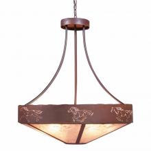 Avalanche Ranch Lighting A42159AL-HR-02 - Ridgemont Chandelier Medium - Shade Bottom - Horse Cutout - Almond Mica Shade - Rust Patina Finish