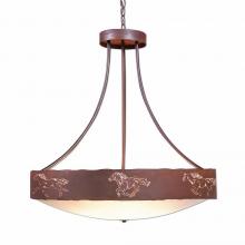 Avalanche Ranch Lighting A42159FC-HR-02 - Ridgemont Chandelier Medium - Bowl Bottom - Horse Cutout - Frosted Glass Bowl - Rust Patina Finish