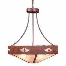 Avalanche Ranch Lighting A42184AL-HR-02 - Ridgemont Chandelier Medium - Shade Bottom - Pueblo - Almond Mica Shade - Rust Patina Finish