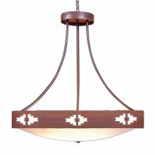 Avalanche Ranch Lighting A42584AF-HR-02 - Ridgemont Chandelier Large - Bowl Bottom - Pueblo - Frost White Acrylic Bowl - Rust Patina Finish