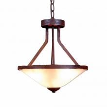 Avalanche Ranch Lighting A44301-02 - Wisley Foyer Chandelier - Rustic Plain - Frosted Glass Bowl - Rust Patina Finish