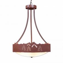 Avalanche Ranch Lighting A45145FC-HR-02 - Ridgemont Foyer Chandelier Large Tall - Bowl Bottom - Mountain-Pine Tree Cutouts -Frosted Glass Bowl