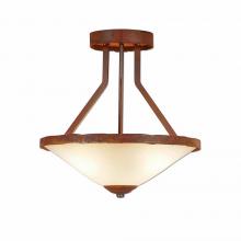 Avalanche Ranch Lighting A48701FC-02 - Wisley Semi-Flush - Plain - Frosted Glass Bowl - Rust Patina Finish