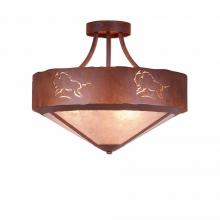 Avalanche Ranch Lighting A49139AL-HR-02 - Ridgemont Semi-Flush Large Short - Shade Bottom - Bison - Almond Mica Shade - Rust Patina Finish