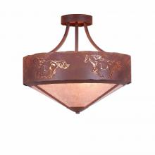 Avalanche Ranch Lighting A49159AL-HR-02 - Ridgemont Semi-Flush Large Short - Shade Bottom - Horse Cutout - Almond Mica Shade