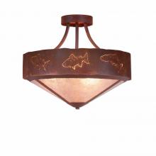 Avalanche Ranch Lighting A49162AL-HR-02 - Ridgemont Semi-Flush Large Short - Shade Bottom - Fish Cutout - Almond Mica Shade