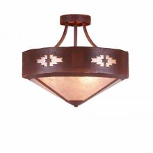 Avalanche Ranch Lighting A49184AL-HR-02 - Ridgemont Semi-Flush Large Short - Shade Bottom - Pueblo - Almond Mica Shade - Rust Patina Finish