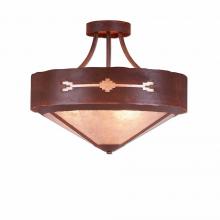 Avalanche Ranch Lighting A49185AL-HR-02 - Ridgemont Semi-Flush Large Short - Shade Bottom - Del Rio - Almond Mica Shade - Rust Patina Finish