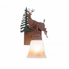 Avalanche Ranch Lighting H14121TT-03 - Wasatch Single Sconce - Valley Deer - Two-Toned Amber Cream Bell Glass - Cedar Green