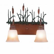 Avalanche Ranch Lighting H32265TT-03 - Wasatch Double Bath Vanity Light - Cattails - Two-Toned Amber Cream Bell Glass - Cedar Green