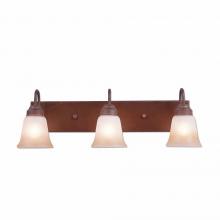 Avalanche Ranch Lighting H32301TT-02 - Wasatch Triple Bath Vanity Light - Rustic Plain - Two-Toned Amber Cream Bell Glass