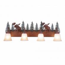 Avalanche Ranch Lighting H32422TT-03 - Wasatch Quad Bath Vanity Light - Alaska Moose - Two-Toned Amber Cream Bell Glass - Cedar Green