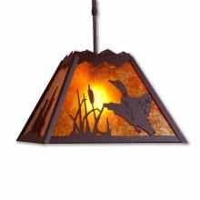 Avalanche Ranch Lighting M26564AM-ST-27 - Rocky Mountain Pendant Large - Loon - Amber Mica Shade - Rustic Brown Finish - Adjustable Stem