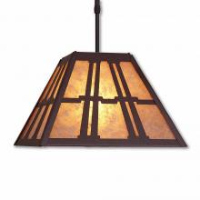 Avalanche Ranch Lighting M26572AL-ST-27 - Rocky Mountain Pendant Large - Eastlake - Almond Mica Shade - Rustic Brown Finish - Adjustable Stem
