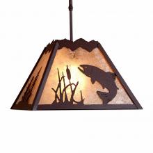 Avalanche Ranch Lighting M26581AL-ST-27 - Rocky Mountain Pendant Large - Trout - Almond Mica Shade - Rustic Brown Finish - Adjustable Stem