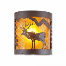 Avalanche Ranch Lighting M49123AM-27 - Kincaid Ceiling Light - Valley Elk - Amber Mica Shade - Rustic Brown Finish