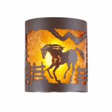 Avalanche Ranch Lighting M49135AM-27 - Kincaid Ceiling Light - Mountain Horse - Amber Mica Shade - Rustic Brown Finish