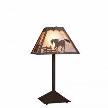 Avalanche Ranch Lighting M62435AL-27 - Rocky Mountain Desk Lamp - Mountain Horse - Almond Mica Shade - Rustic Brown Finish