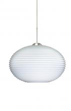 Besa Lighting 1JC-491207-LED-SN - Besa Pendant Pape 10 Satin Nickel Opal Ribbed 1x9W LED