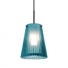 Besa Lighting 1JC-DIONBL-BK - Besa Dion Pendant, Blue Shade, Black Finish, 1x60W MAX E26 Base