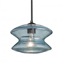 Besa Lighting 1JC-ZENBL-BK - Besa, Zen Cord Pendant, Blue Bubble, Black Finish, 1x60W MAX E26 Base