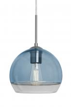 Besa Lighting 1JT-ALLY8BL-EDIL-SN - Besa, Ally 8 Cord Pendant, Coral Blue/Clear, Satin Nickel Finish, 1x5W LED Filament