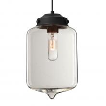 Besa Lighting 1JT-OLINCL-BK - Besa Olin Pendant Black Clear 1x60W MAX E26 Base