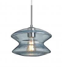 Besa Lighting 1JT-ZENBL-EDIL-SN - Besa, Zen Cord Pendant, Blue Bubble, Satin Nickel Finish, 1x8W LED Filament