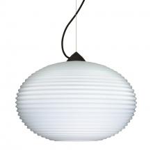 Besa Lighting 1KX-491307-BK - Besa Pape 12 Pendant 1Kx Opal Ribbed Black 1x75W MAX E26 Base