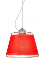 Besa Lighting 1KX-PIC9RD-LED-SN - Besa Pica 9 Pendant 1Kx Red Sand Satin Nickel 1x9W LED