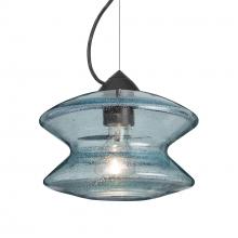 Besa Lighting 1KX-ZENBL-BK - Besa, Zen Cable Pendant, Blue Bubble, Black Finish, 1x60W MAX E26 Base