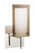 Besa Lighting 1SW-S44007-CR-SQ - Besa Pahu 4 Wall With SQ Canopy 1SW Transparent Smoke/Opal Chrome 1x40W G9