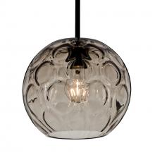 Besa Lighting 1TT-BOMYSM-BK - Besa Bombay Cord Pendant, Smoke, Black Finish, 1x60W MAX E26 Base