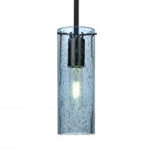 Besa Lighting 1TT-JUNI10BL-BK - Besa, Juni 10 Stem Pendant, Blue Bubble, Black, 1x60W MAX E26 Base