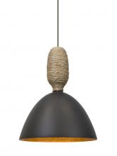 Besa Lighting 1XT-CREED-LED-BR - Besa Creed Cord Pendant, Dark Bronze With Gold Reflector, Bronze Finish, 1x9W LED