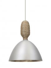 Besa Lighting 1XT-CREED-LED-SN - Besa Creed Cord Pendant, Satin Nickel With Silver Reflector, Satin Nickel Finish, 1x9